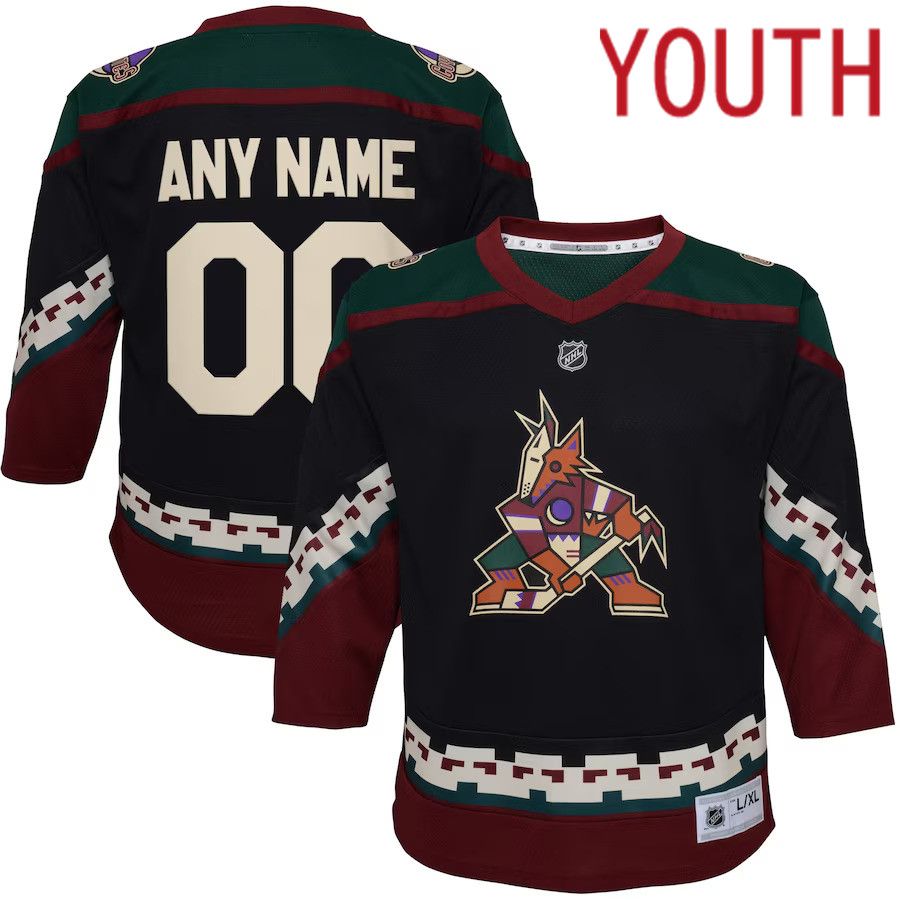 Youth Arizona Coyotes Black Home Replica Custom NHL Jersey